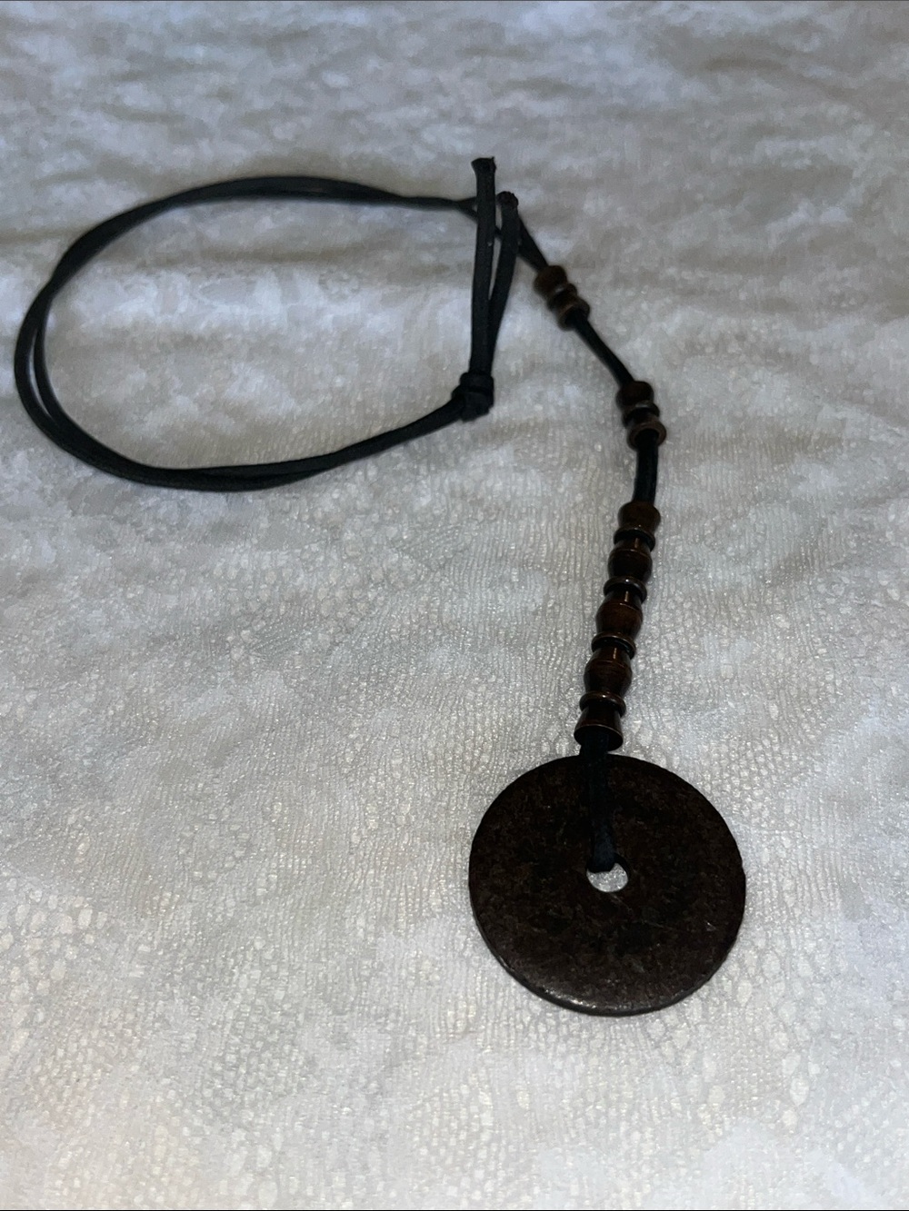 Boho Dark Brown Metal Donut Pendant Necklace